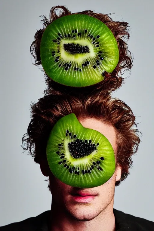 Prompt: 📷 joe keery kiwi fruit face 🥝, made of food, head portrait, dynamic lighting, 4 k