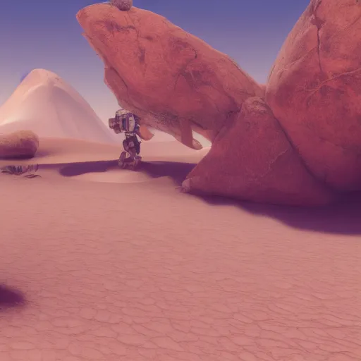 Image similar to A lonely traveller in a desert world, award winning, trending on artstation, unreal engine