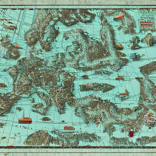 Image similar to an exquisite 3 d map, black and teal paper, intricate, highly detailed, epic, infographic, 4 k