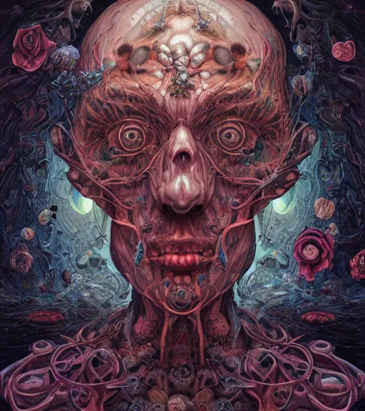 Prompt: portrait, nightmare anomalies, bloom by dariusz zawadzki, kenneth blom, mental alchemy, james jean, pablo amaringo, naudline pierre, contemporary art, hyper detailed