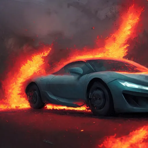 Image similar to a car on fire by greg rutkowski