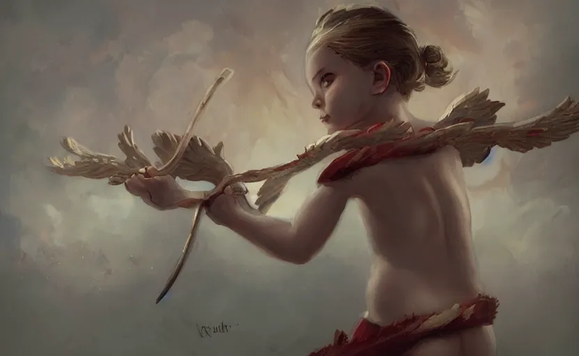 Image similar to A painting of Cupid trending on artstation in the style of Greg Rutkowski