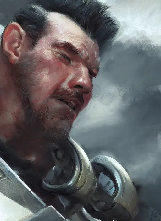 Image similar to Gerry Scotti fighting on a 1940s battlefield, upper body close up, elegant, digital painting, concept art, smooth, sharp focus, illustration, from StarCraft by Ruan Jia and Mandy Jurgens and Artgerm and William-Adolphe Bouguerea