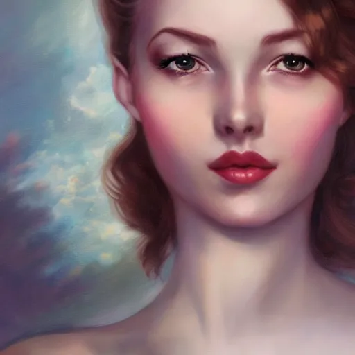 Image similar to a portrait of lily colins by charlie bowater and anna dittmann and gil elvgren.