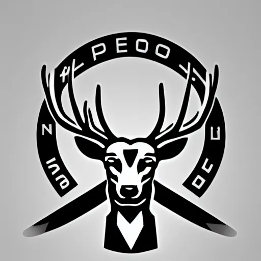 Image similar to logo for corporation called protoneo that involves deer head, symmetrical, retro pink synthwave style, retro sci fi