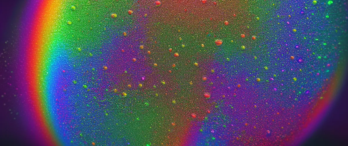 Image similar to surreal chrome rainbow bubbly liquid, 3 d octane render, reflective, raytracing, dynamic lighting, focus