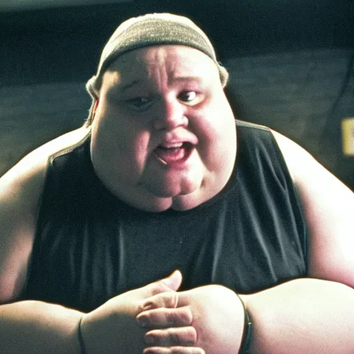 Image similar to a morbidly obese person in 8 mile ( 2 0 0 2 ), cinematic, dramatic, movie,