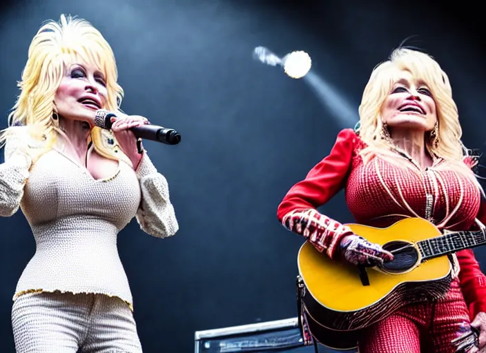 Image similar to photo still of dolly parton at the vans warped tour 2 0 1 8!!!!!!!! at age 3 6 years old 3 6 years of age!!!!!!!! stage diving into the crows, 8 k, 8 5 mm f 1. 8, studio lighting, rim light, right side key light