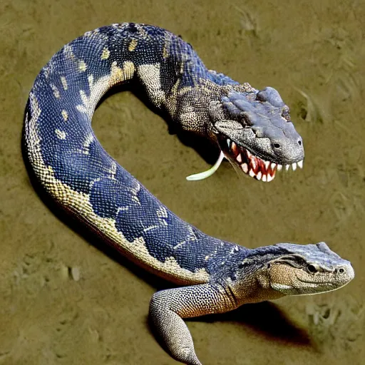 Image similar to rattlesnake and Komodo dragon hybrid animal