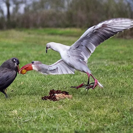 Image similar to enormous bird stealing food from person