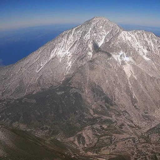 Image similar to mount olympus seen from above, google maps, greek mythology, real