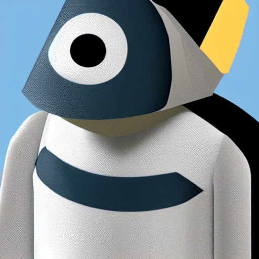 Prompt: low poly close up of a penguin astronaut, high quality digital art