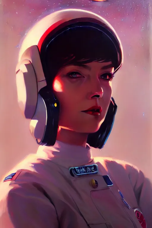 Prompt: a ultradetailed beautiful panting of a stylish woman space pilot, oil painting, by ilya kuvshinov, greg rutkowski and makoto shinkai, trending on artstation