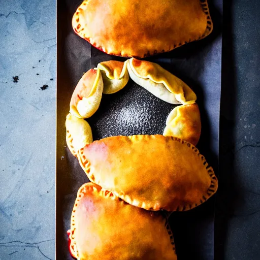 Image similar to a cake made of panzerotti, food photography