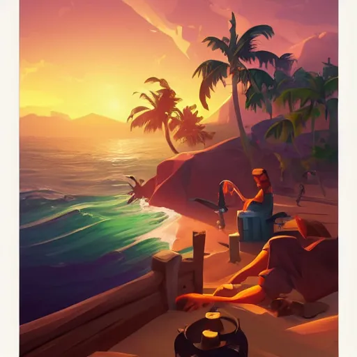 Image similar to painting treasure on sea of thieves game smooth median photoshop filter cutout vector, behance hd by jesper ejsing, by rhads, makoto shinkai and lois van baarle, ilya kuvshinov, rossdraws global illumination