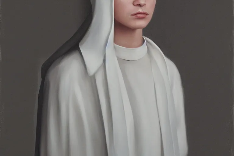 Image similar to young nun fashion model portrait artwork by tim eitel