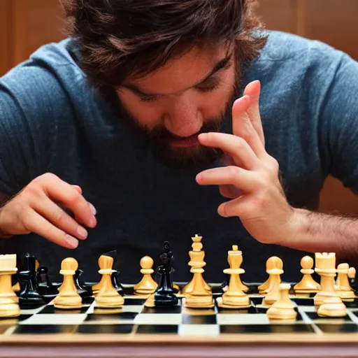 Image similar to photo of an idiot playing chess,