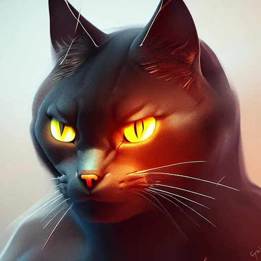 Image similar to a fusion of a cat and a demon, hyperdetailed, artstation, cgsociety, 8 k