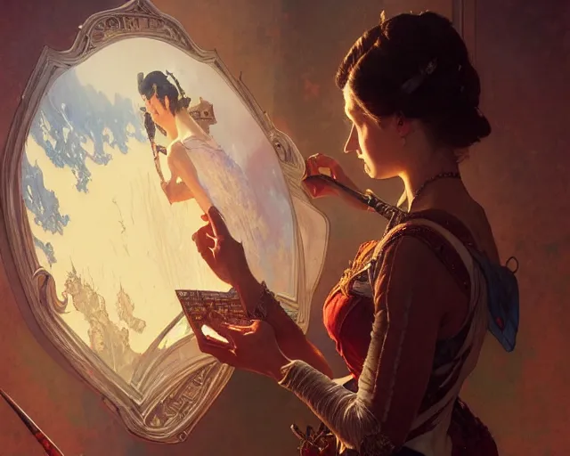 Image similar to photography of norman rockwell, deep focus, d & d, fantasy, intricate, elegant, highly detailed, digital painting, artstation, concept art, matte, sharp focus, illustration, hearthstone, art by artgerm and greg rutkowski and alphonse mucha