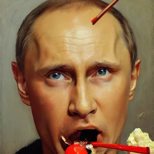 portrait of vladimir putin eating a lollipop, detailed | Stable ...