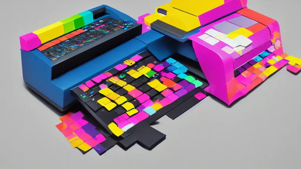 Prompt: cmyk risograph print unemotional drop synthesizer