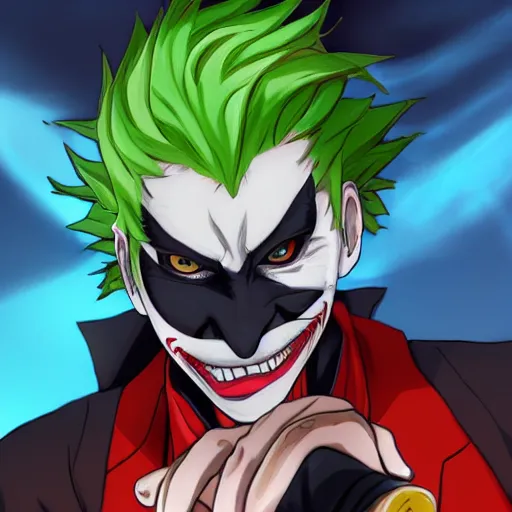 Image similar to Joker looks like Naruto, Joker as Naruto, high quality art, artbreeder, artstation