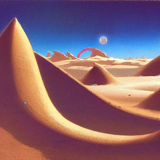 Image similar to The desert world of Dune, Arrakis, by Bruce Pennington