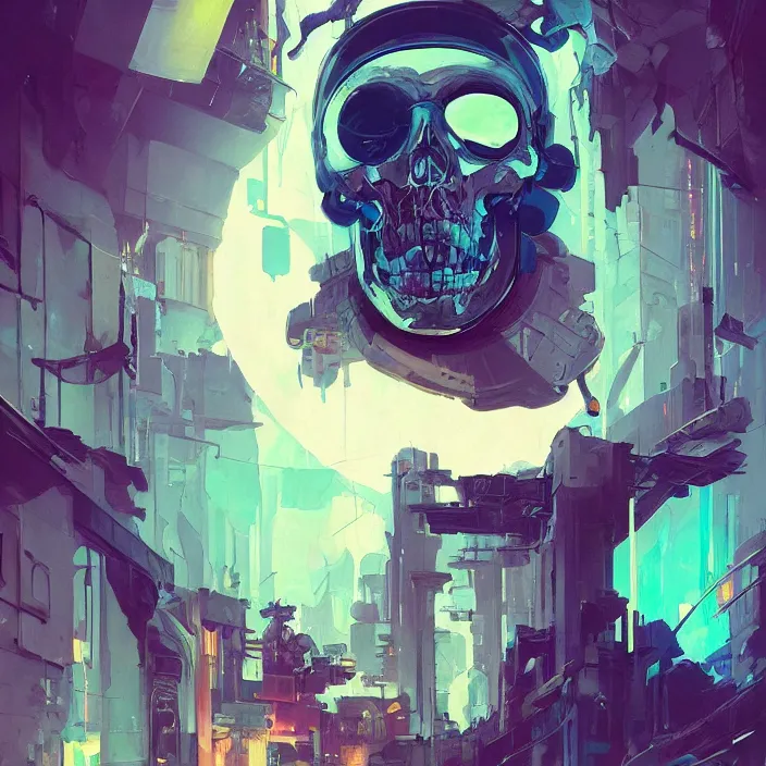 Image similar to a beautiful painting of a cyberpunk skull by sergey kolesov and pascal blanche and greg rutkowski and sachin teng. in style of digital art. colorful comic, symmetry, hyper detailed. octane render. trending on artstation