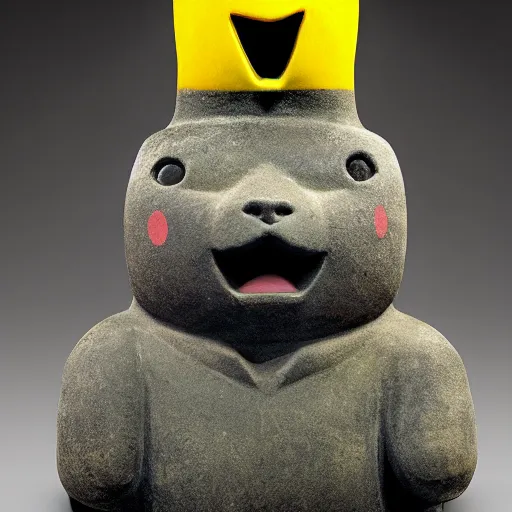 Image similar to pikachu as a moai statue, portrait photo