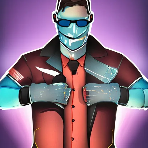 Image similar to new kind of suit, 2d matte colors, poster style
