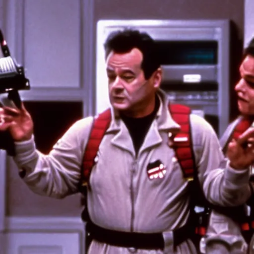 Image similar to film still from Ghostbusters, bill murray as Peter venkman, offering you some delicious cheeses
