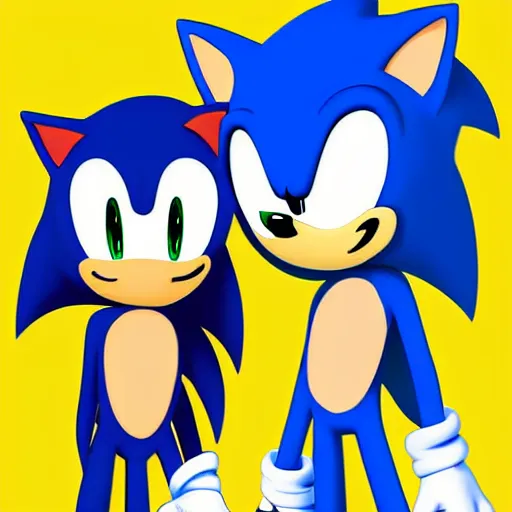 Prompt: a digital art of sonic and tails. interesting camera angle