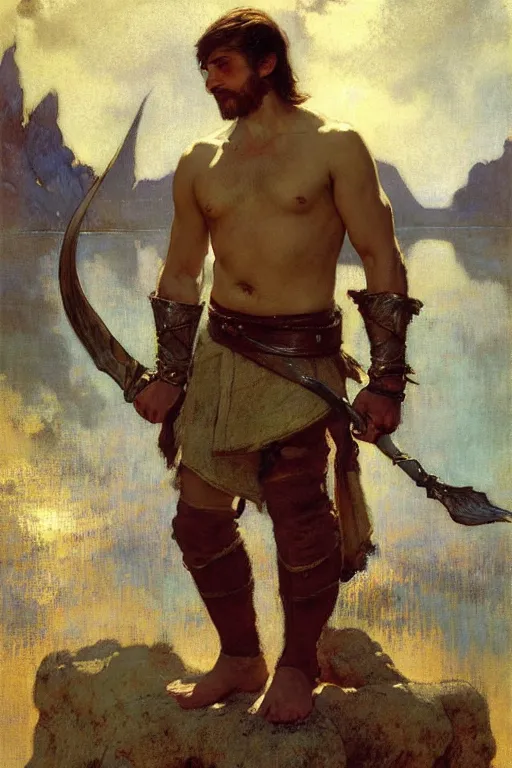 Prompt: attractive male, skyrim, painting by gaston bussiere, craig mullins, j. c. leyendecker, edgar degas