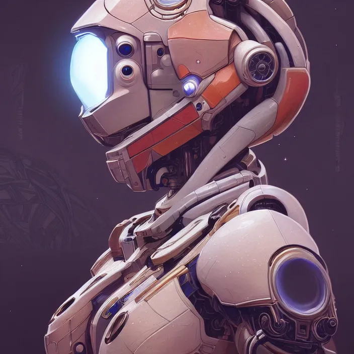 Image similar to symmetry!! portrait of a robot astronaut, floral! horizon zero dawn machine, intricate, elegant, highly detailed, digital painting, artstation, concept art, smooth, sharp focus, illustration, art by artgerm and greg rutkowski and alphonse mucha, 8 k