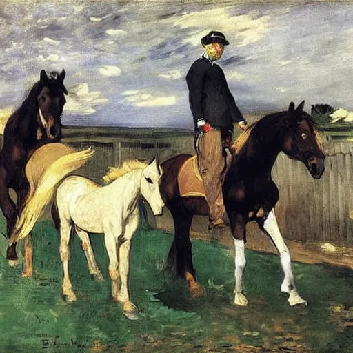 Prompt: horses, edouard manet