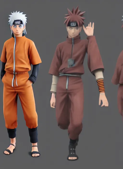 Image similar to Naruto, 3D character model, 3D render, photorealistic, 8k