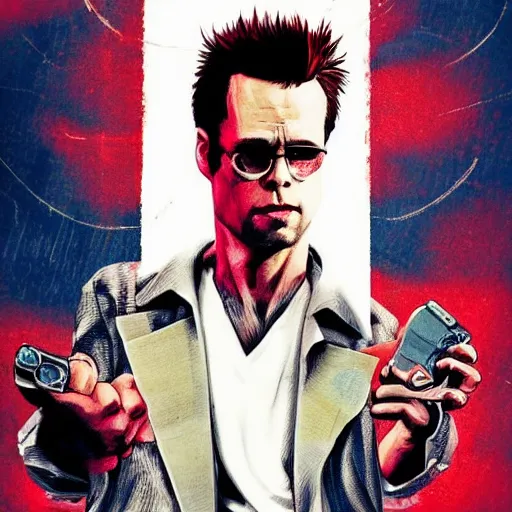 Image similar to jim carrey as tyler durden, fight club movie, 8 k, trending on artstation