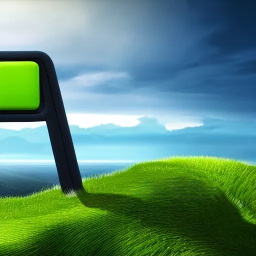 Image similar to microsoft's clippy, in front of a green hill, cinematic shot, hyper realistic, hyper detailed, 4k