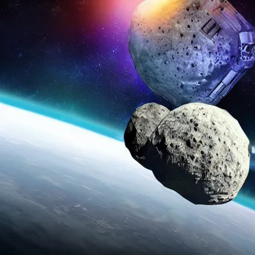 Prompt: futuristic asteroid colony in space