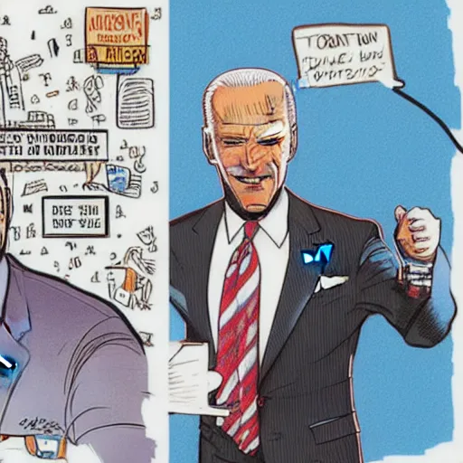 Prompt: Joe Biden doesn’t know where he is, random location. illustration concept art in the style of Arthur Adams