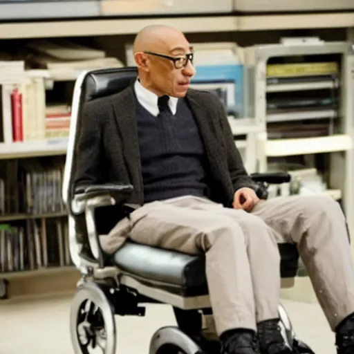 Prompt: movie still of bald, Giancarlo Esposito as Professor X in a new X-Men movie