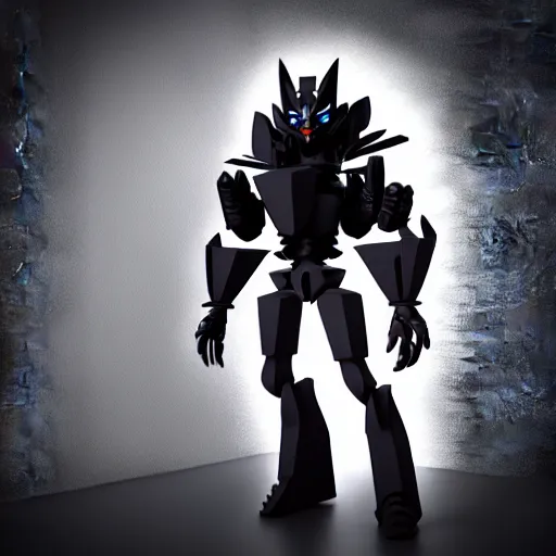 Prompt: goth transformers, 3 d character model, epic, 3 d render, white background, right profile, shadows