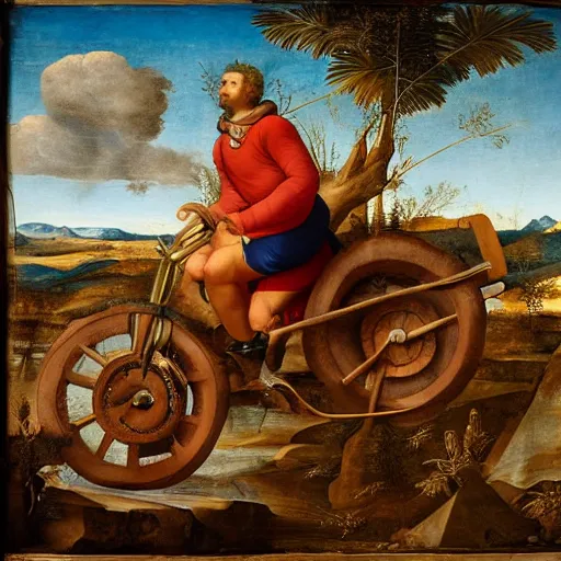 Prompt: a guy on an all-terrain vehicle, renaissance composition