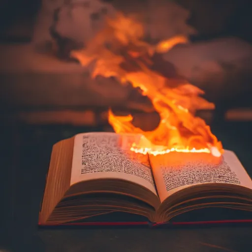 Image similar to photo of book in flames 4 k