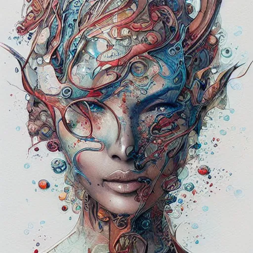 Image similar to pour painting art, watercolor, pen and ink, intricate lines, elegant, extreme detail, smooth, sharp focus, art by james jean, ross tran