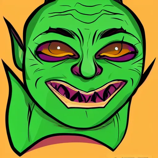 Image similar to a goblin face illustration, cartoon, vector art