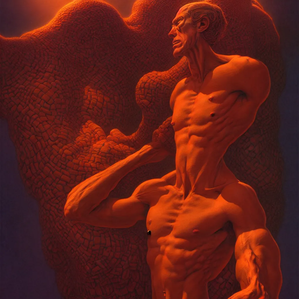 Prompt: cinematic portrait of a god, only head and chest, exotic god features, desaturated, Tim Hildebrandt, Wayne Barlowe, Bruce Pennington, donato giancola, larry elmore, maxfield parrish, Moebius, Thomas Ehretsmann, oil on canvas, gouache painting, masterpiece, trending on artstation, cinematic composition, dramatic pose, beautiful lighting, sharp, details, hyper-detailed, HD, 4K, 8K