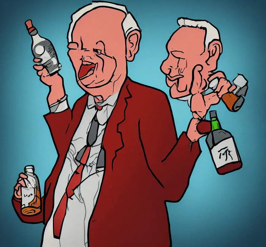 Image similar to yeltsin on the icon in infernal style, yeltsin smokes and holds a bottle of vodka in his hands, scary art in color, art in 4 k