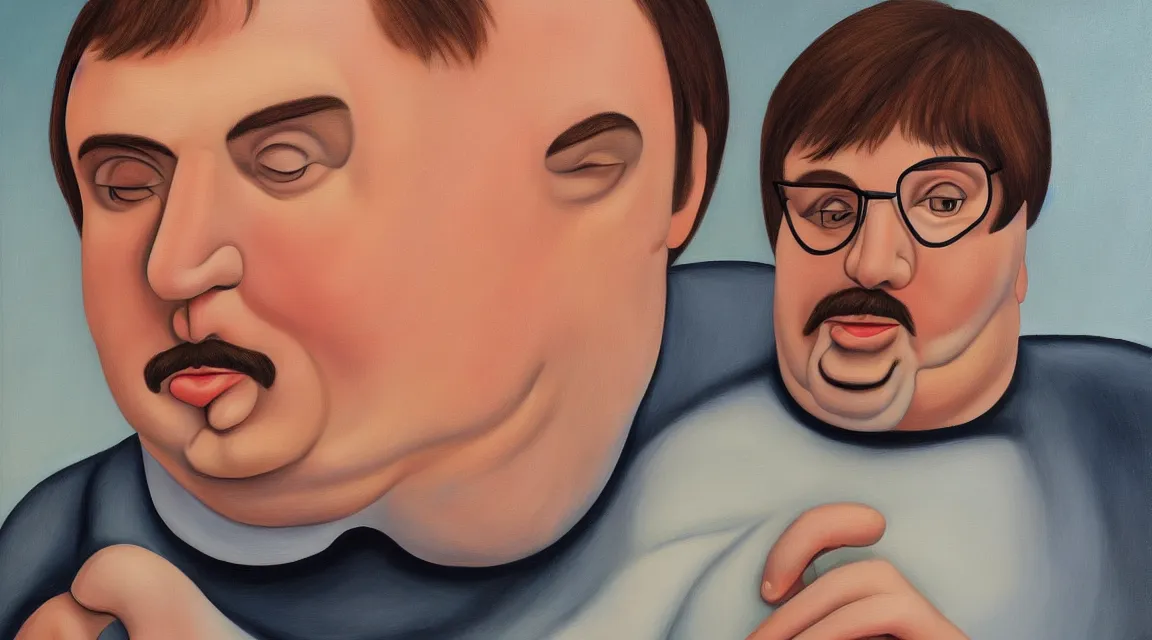 Image similar to portrait of Linus Torvalds painted by fernando botero