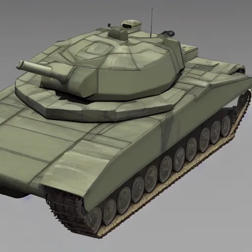 Prompt: main battle tank blueprint scuffed top down side view